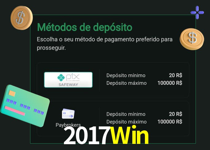 O cassino 2017Win oferece uma grande variedade de métodos de pagamento